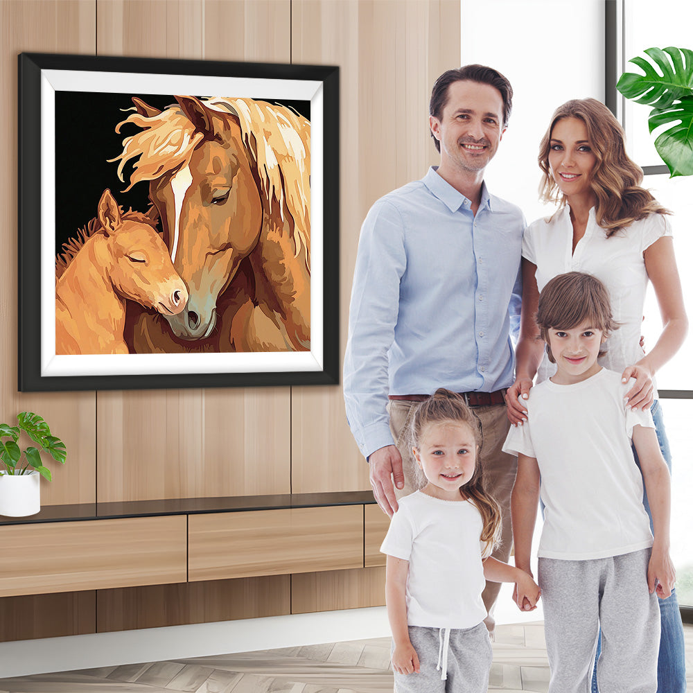 Pferd und Pferdebaby Diamond Painting