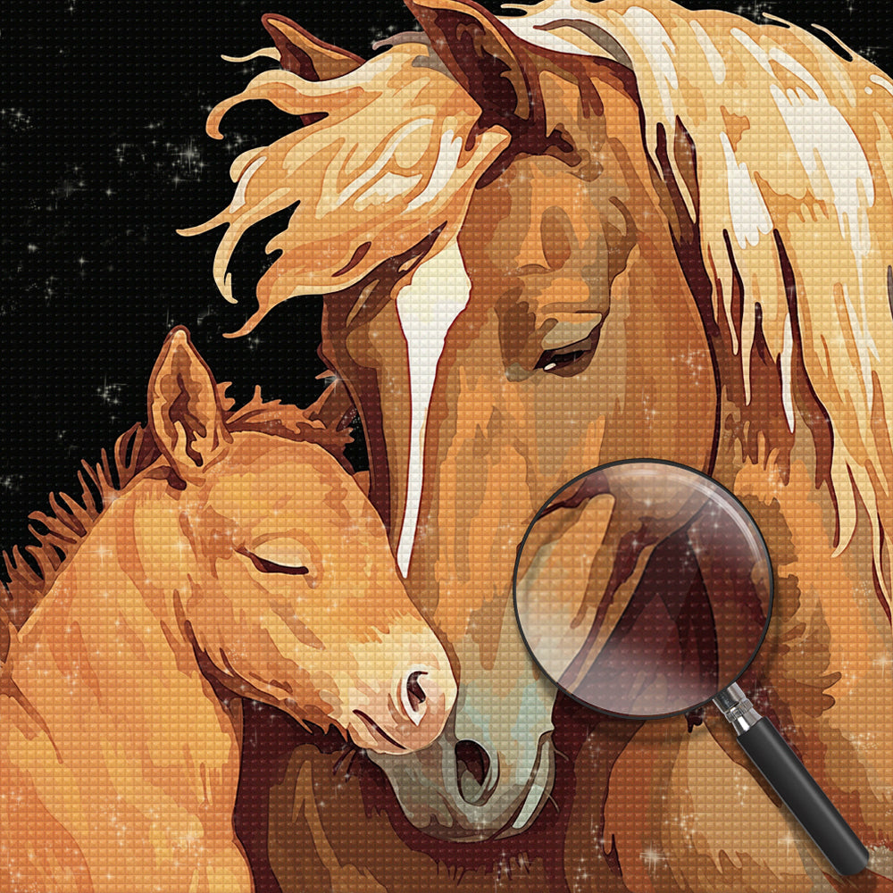 Pferd und Pferdebaby Diamond Painting
