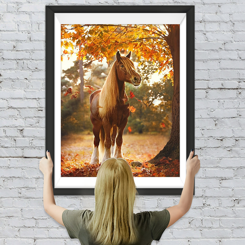 Pferd unter dem Ahornbaum Diamond Painting