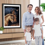 Pferde im Zimmer voller Heu Diamond Painting