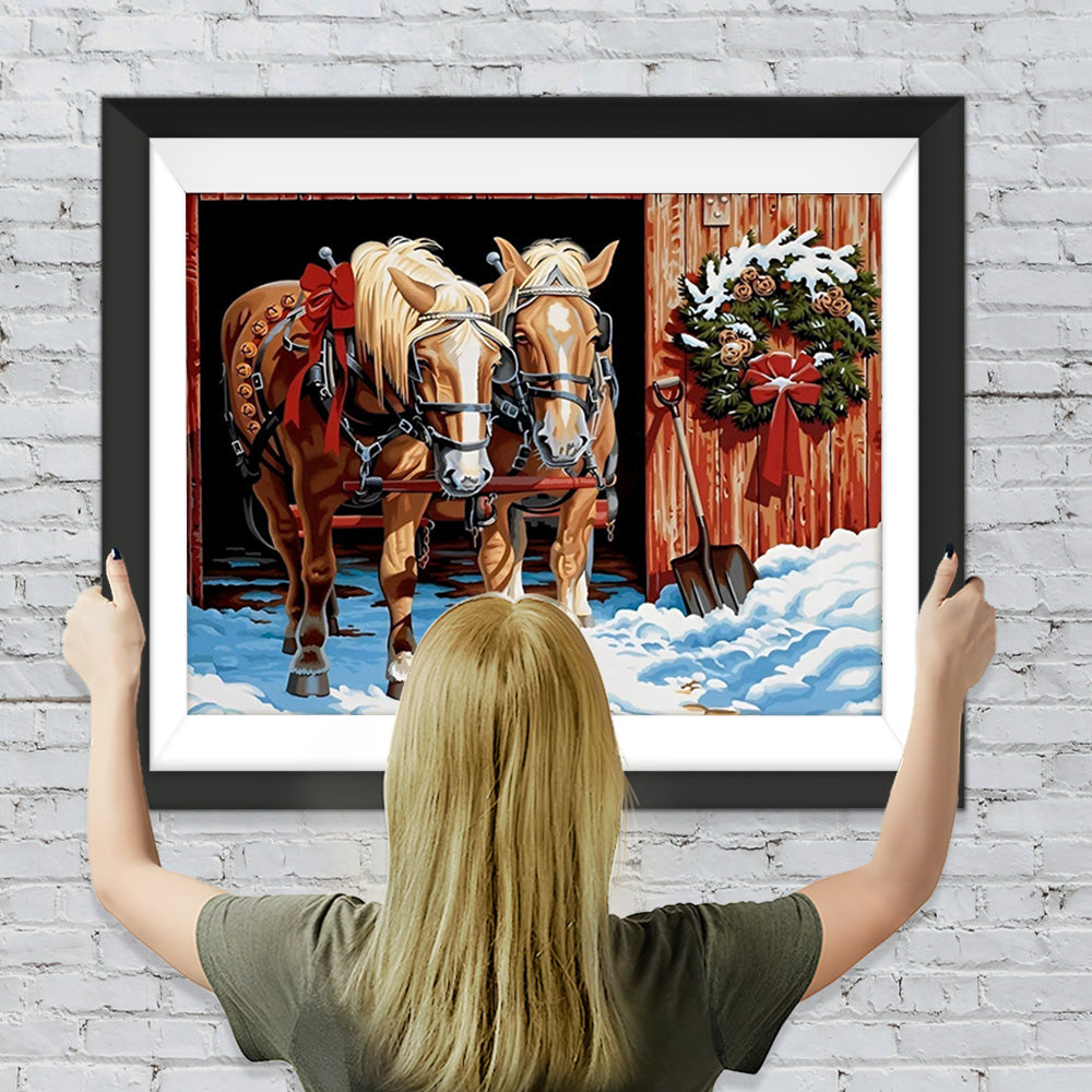 Pferde Weihnachten Diamond Painting