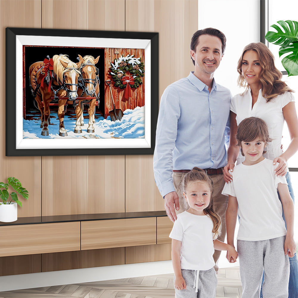 Pferde Weihnachten Diamond Painting