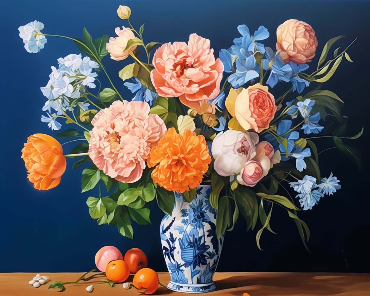 Pfingstrose in Porzellanvase Diamond Painting