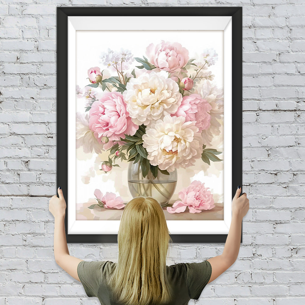 Pfingstrosen in einer Glasvase Diamond Painting