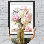 Pfingstrosen in einer Glasvase Diamond Painting