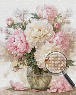 Pfingstrosen in einer Glasvase Diamond Painting