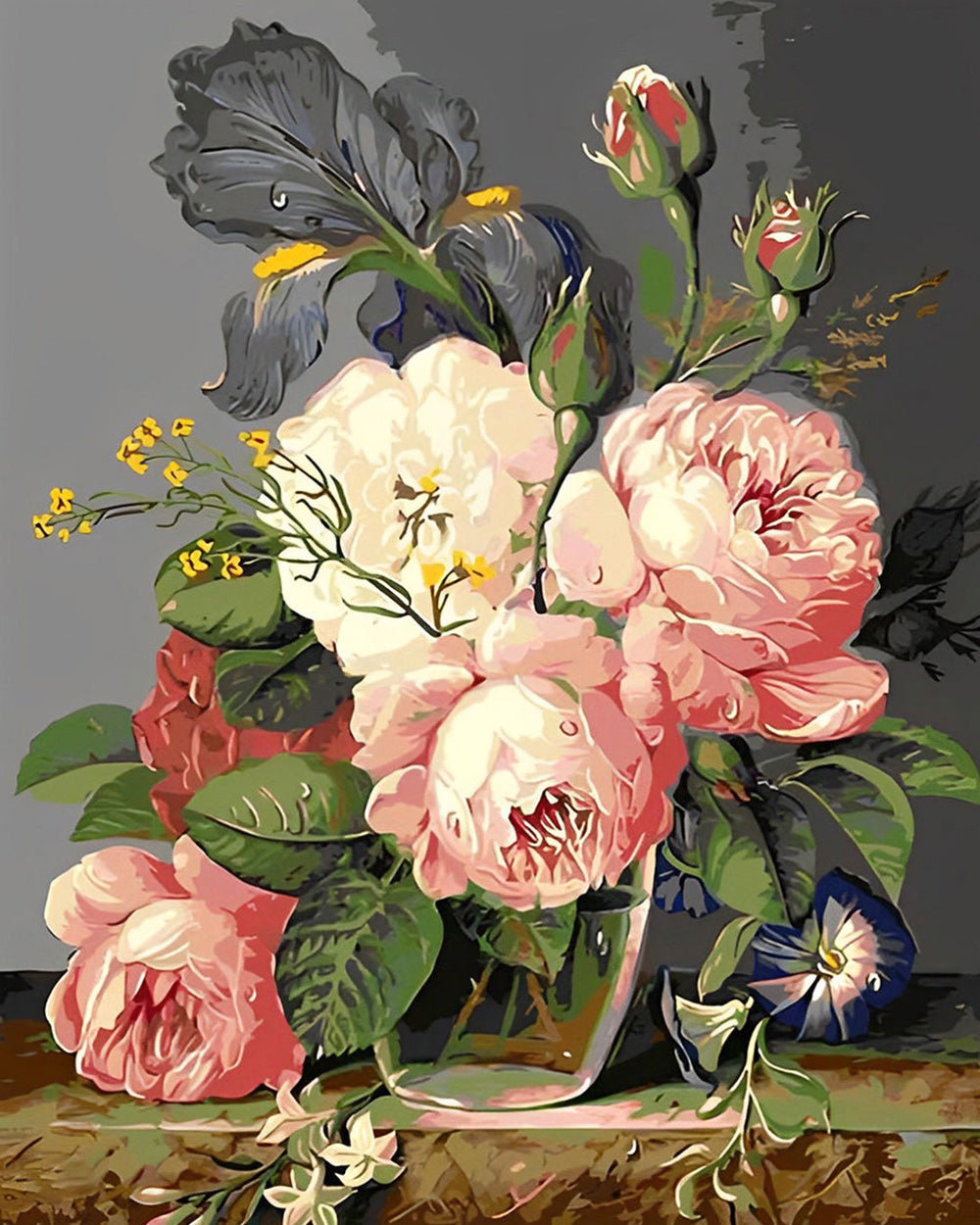 Pfingstrosen in Glasflasche Diamond Painting