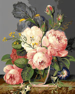 Pfingstrosen in Glasflasche Diamond Painting