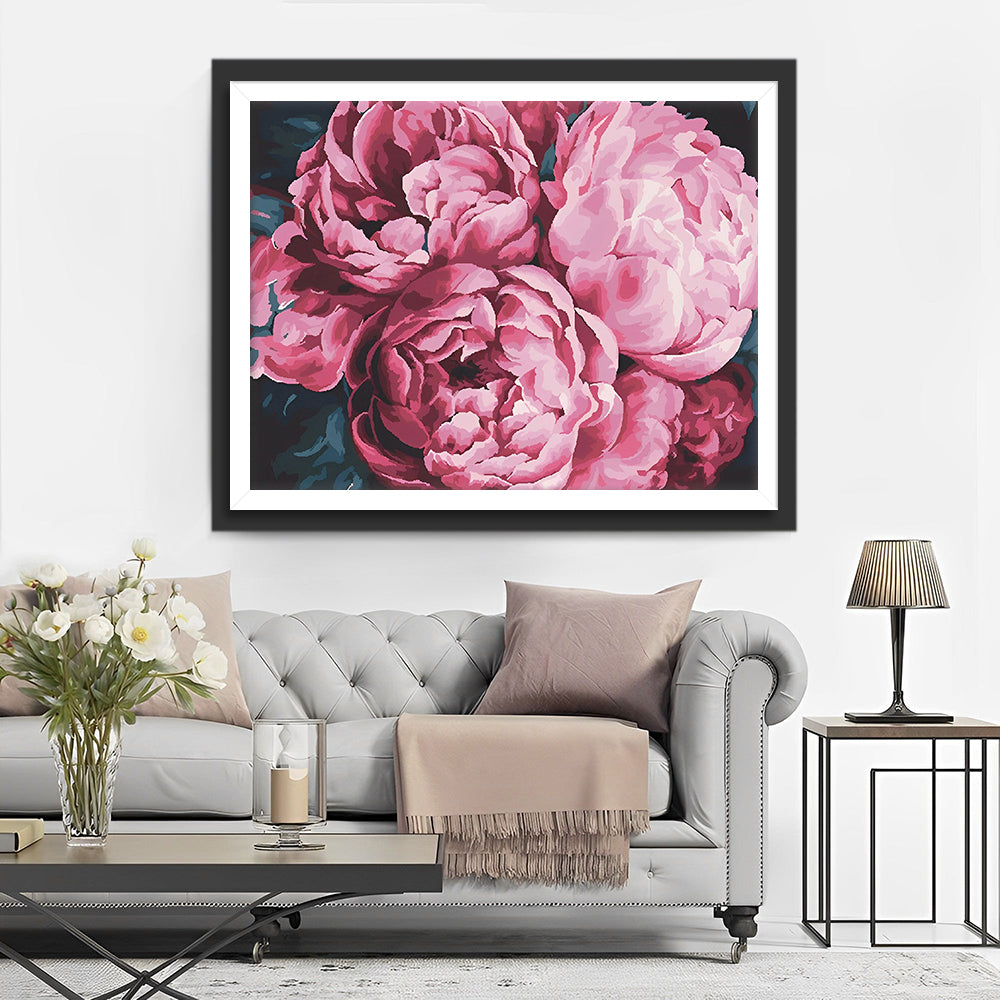 Pfingstrosen in voller Blüte Diamond Painting