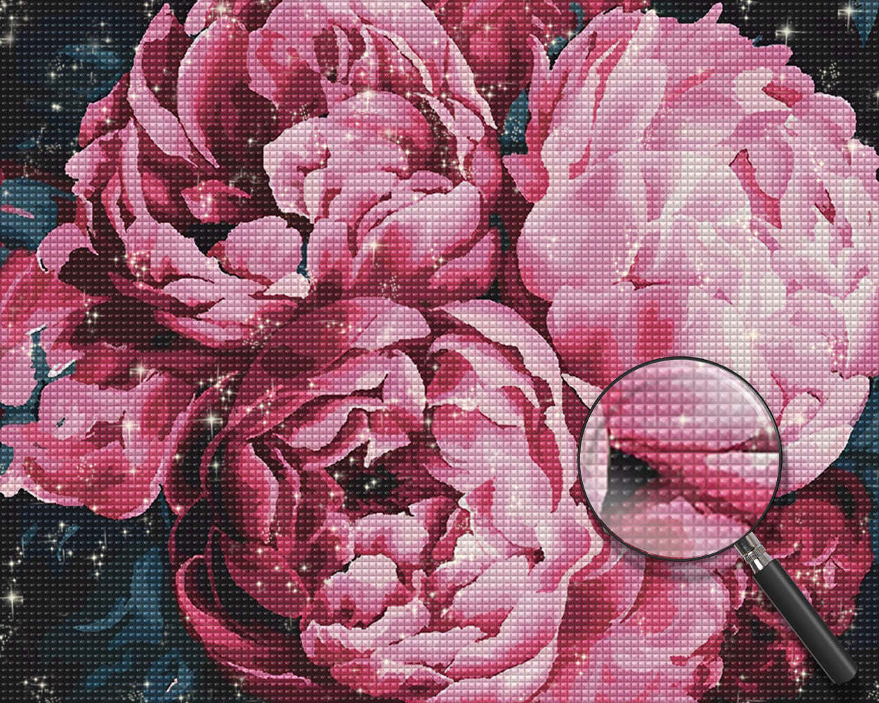 Pfingstrosen in voller Blüte Diamond Painting