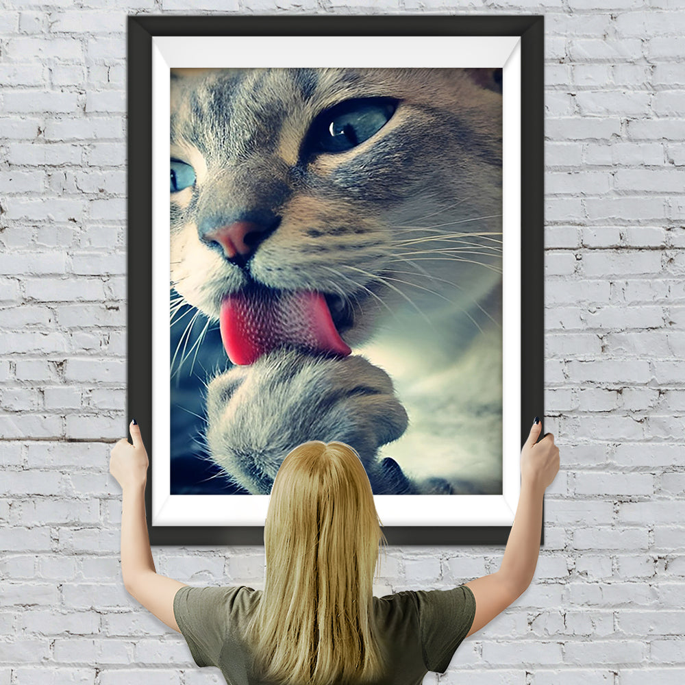 Pfote leckende Katze Diamond Painting