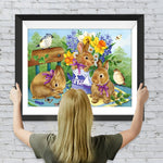 Picknick Hasen Blumen Diamond Painting