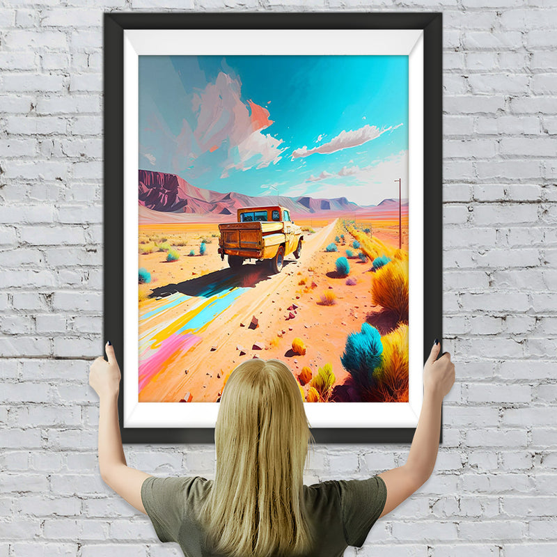 Pickup Truck in der bunten Wüste Diamond Painting