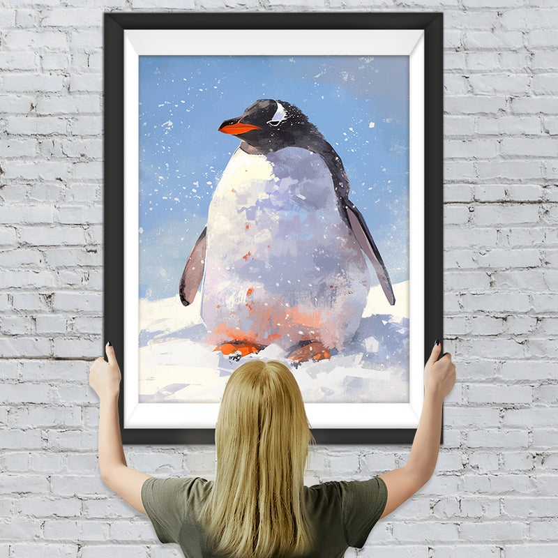 Pinguin in Schnee Diamond Painting