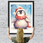 Pinguin mit Roter Mütze und Schal Diamond Painting