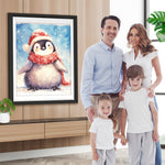Pinguin mit Roter Mütze und Schal Diamond Painting