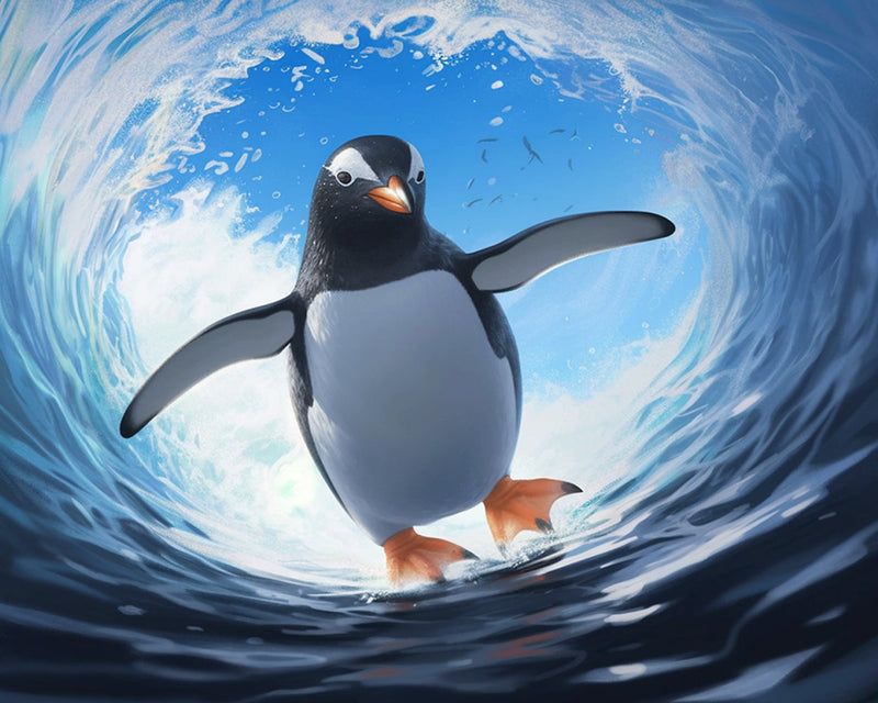 Pinguin und Meer Diamond Painting