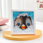 Pinguin versteckt sich im Schnee Mini-Kristallpünktchen Diamond Painting