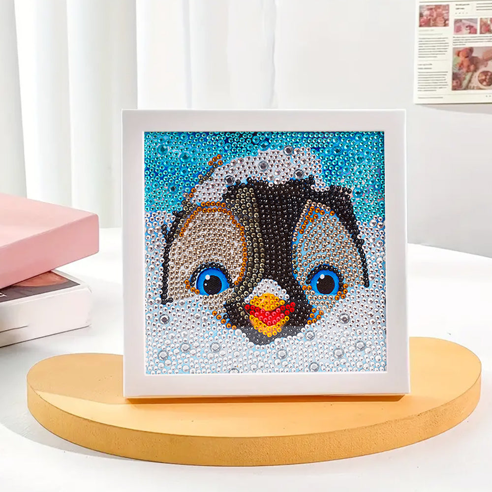 Pinguin versteckt sich im Schnee Mini-Kristallpünktchen Diamond Painting