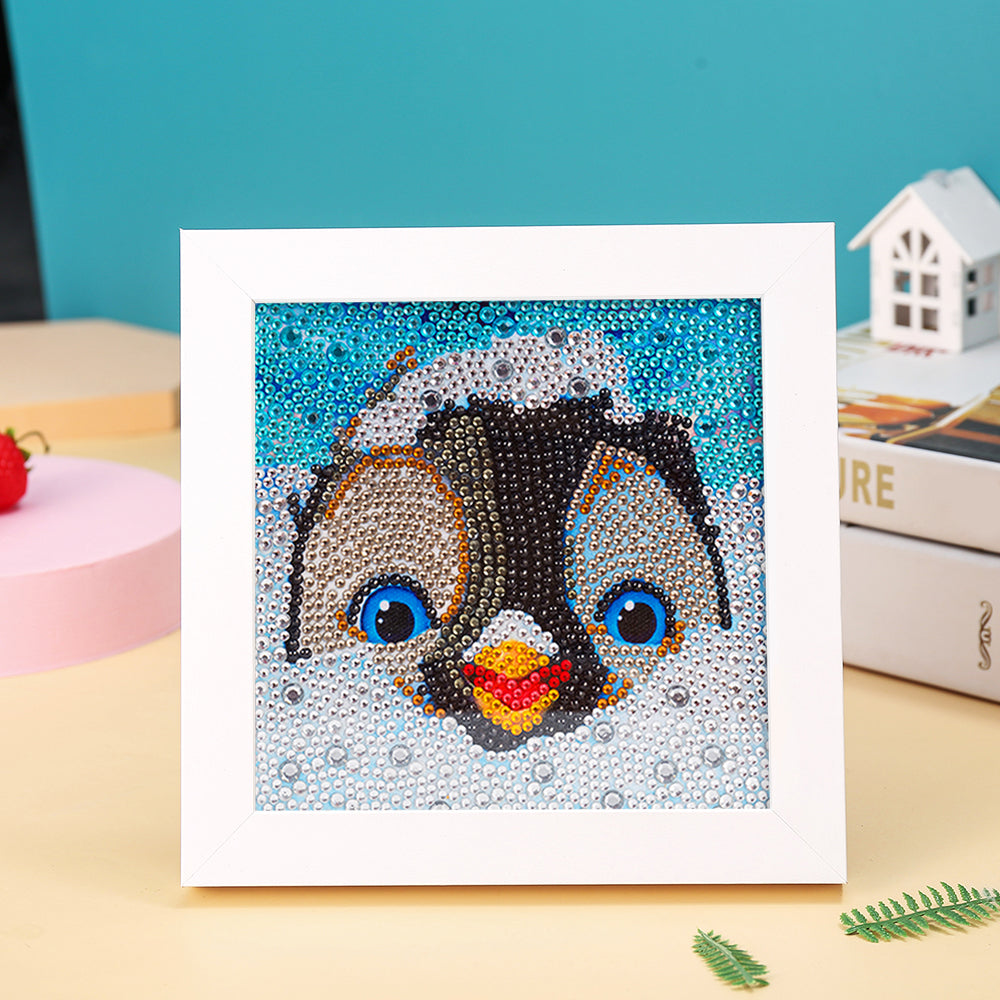 Pinguin versteckt sich im Schnee Mini-Kristallpünktchen Diamond Painting
