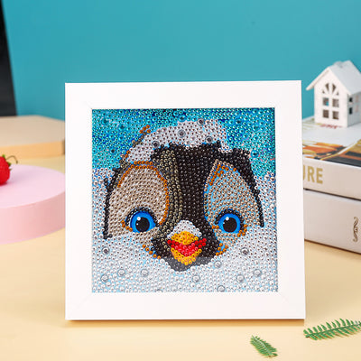 Pinguin versteckt sich im Schnee Mini-Kristallpünktchen Diamond Painting