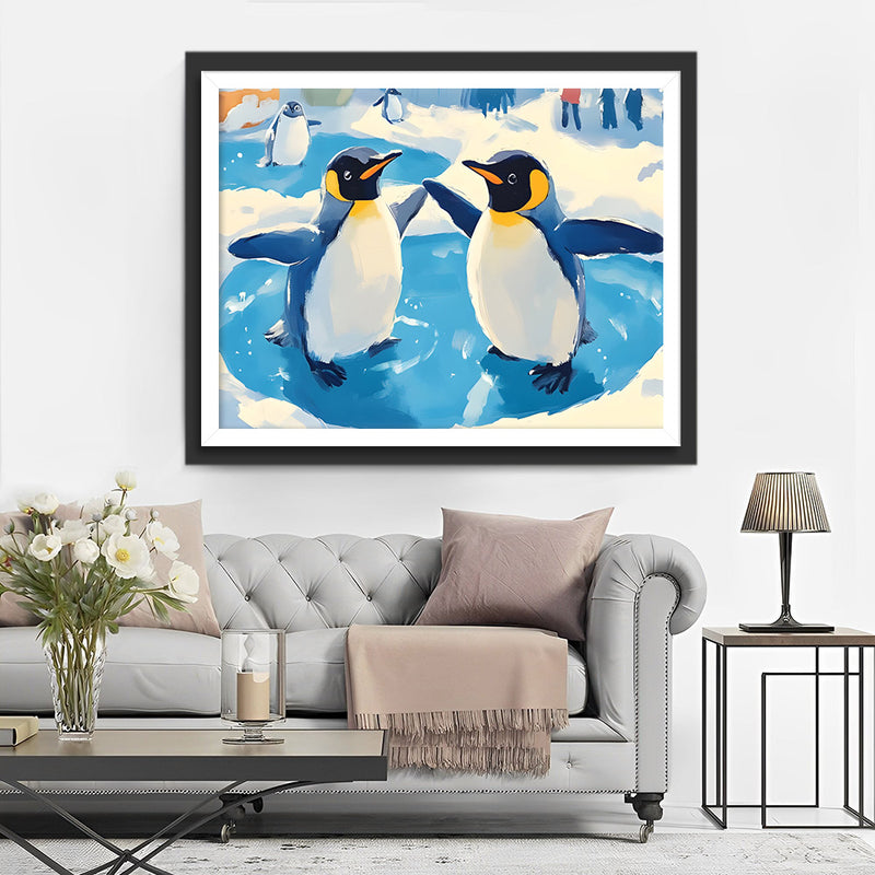 Pinguine tanzen auf dem Eis Diamond Painting