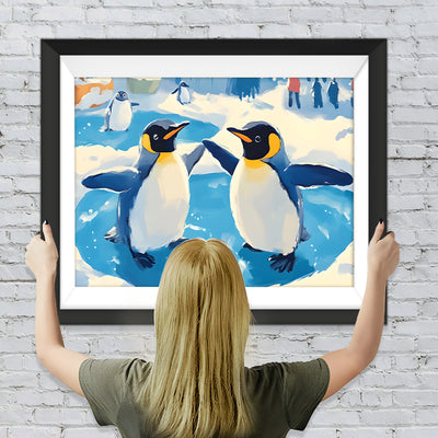 Pinguine tanzen auf dem Eis Diamond Painting