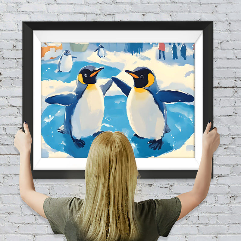 Pinguine tanzen auf dem Eis Diamond Painting