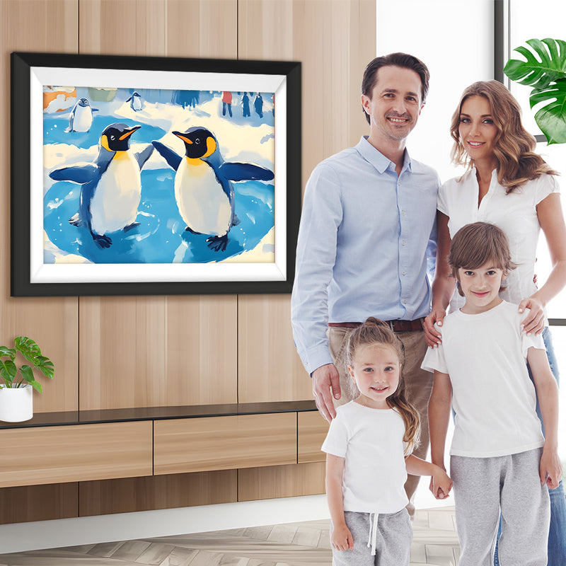 Pinguine tanzen auf dem Eis Diamond Painting