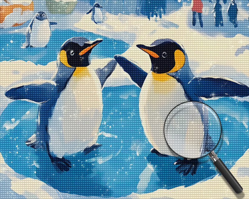 Pinguine tanzen auf dem Eis Diamond Painting