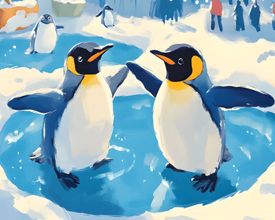 Pinguine tanzen auf dem Eis Diamond Painting