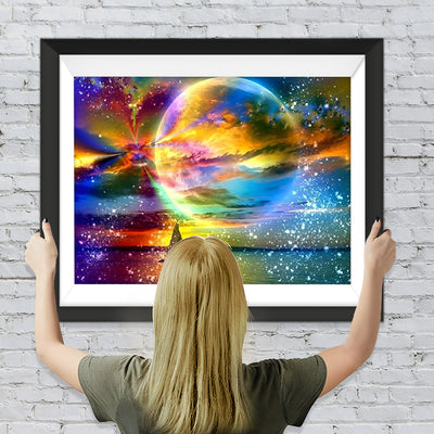 Planet und einsames Segel Diamond Painting