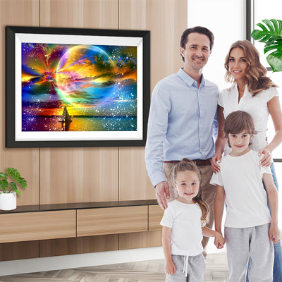 Planet und einsames Segel Diamond Painting