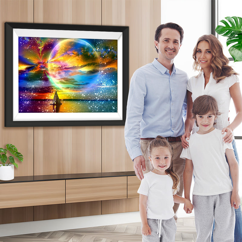 Planet und einsames Segel Diamond Painting