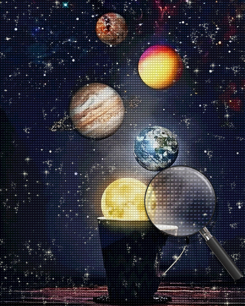 Planeten im Glas Diamond Painting