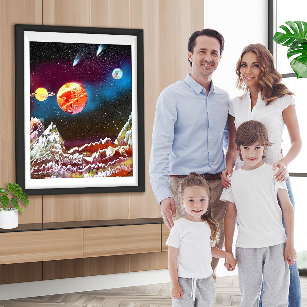 Planeten und hohe Berge Diamond Painting