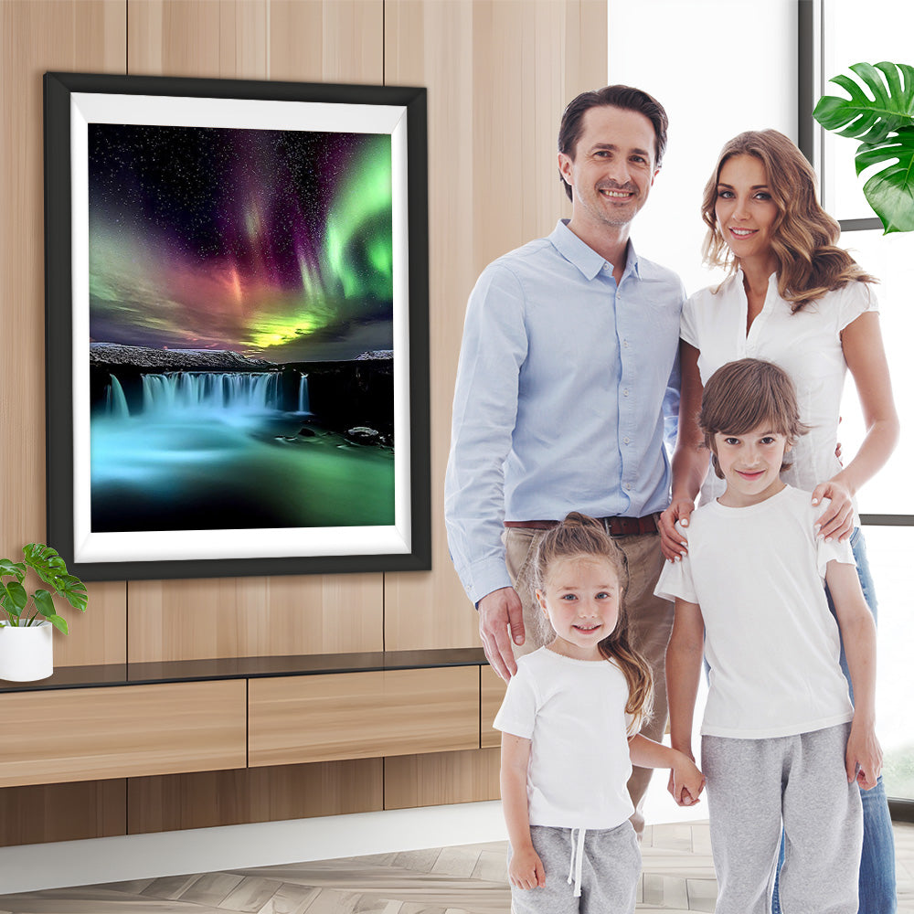 Polarlicht und Wasserfall Diamond Painting