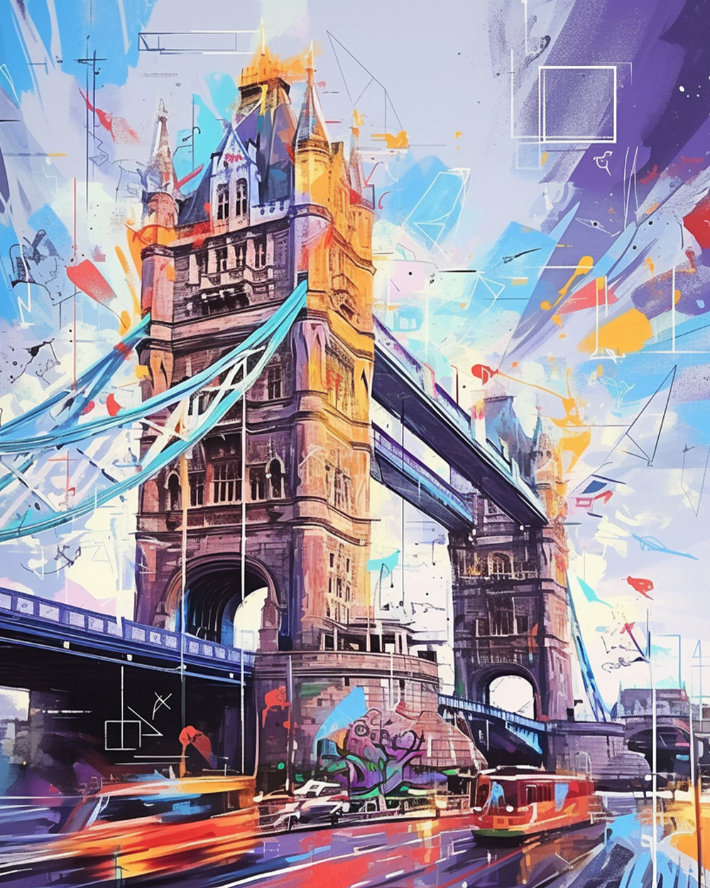 Pop Art London Tower Bridge Diamond Painting
