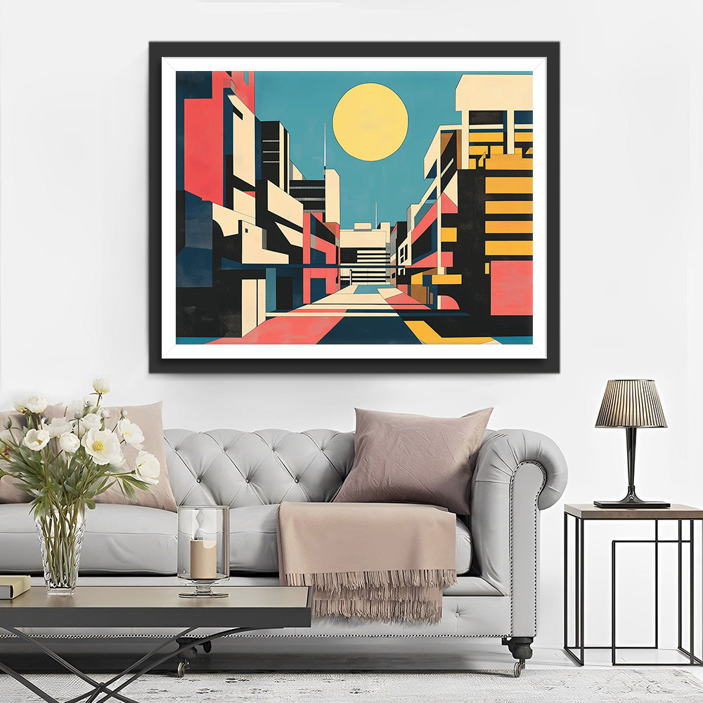 Pop Art Moderne Architektur und Mond Diamond Painting