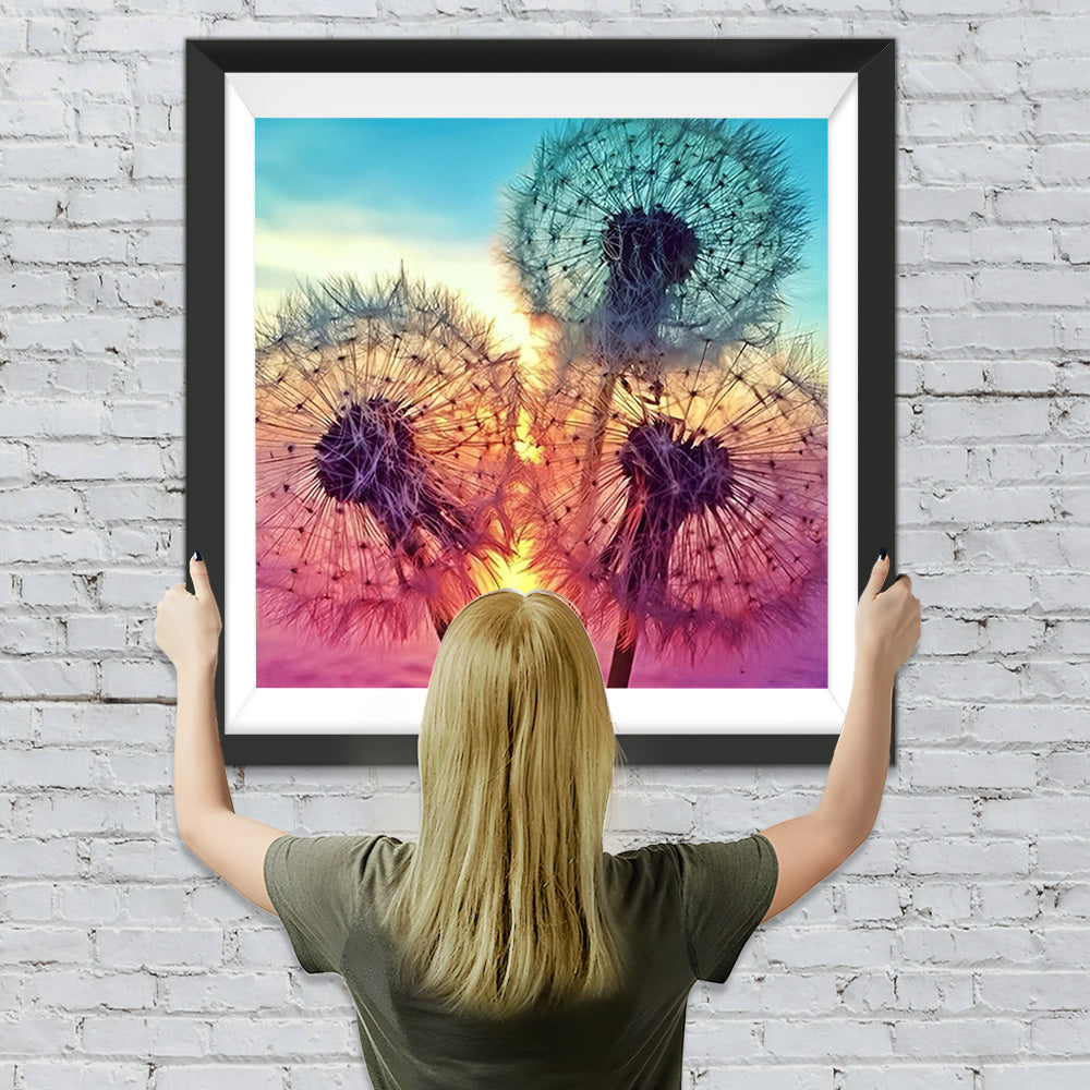 Pusteblumen bei Sonnenuntergang Diamond Painting