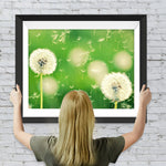 Pusteblumen und grüner Hintergrund Diamond Painting