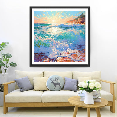 Rasende grüne Wellen Diamond Painting