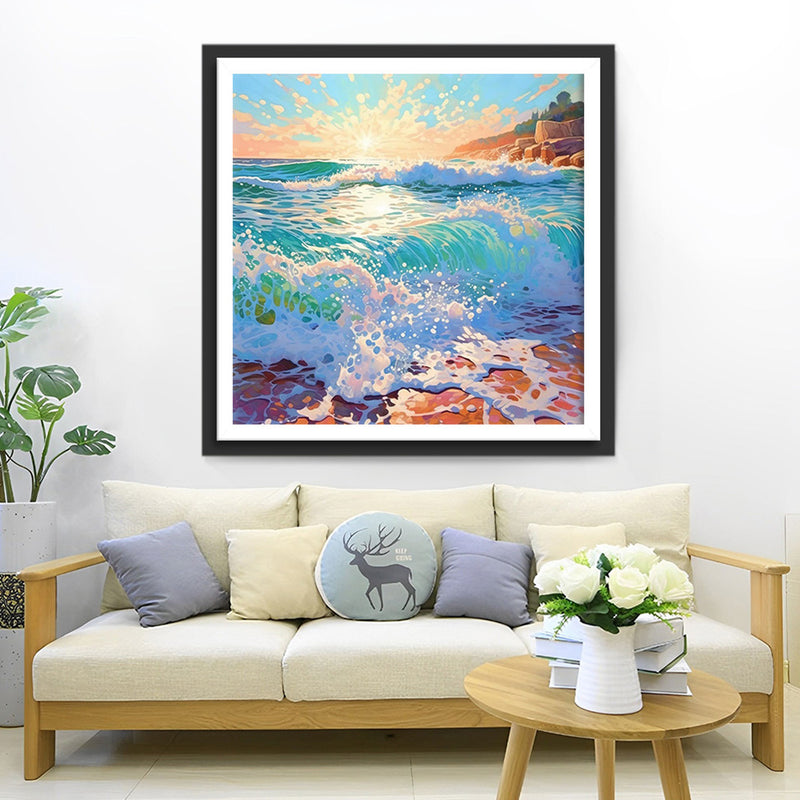 Rasende grüne Wellen Diamond Painting
