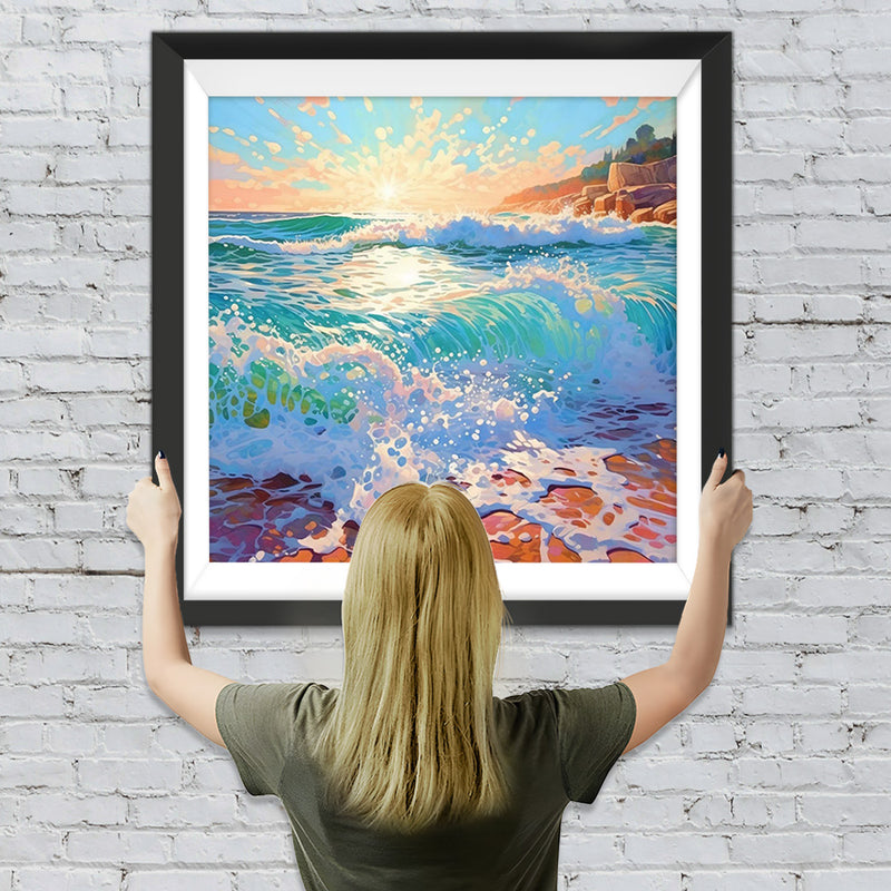 Rasende grüne Wellen Diamond Painting