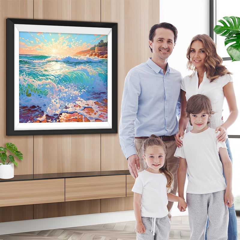 Rasende grüne Wellen Diamond Painting