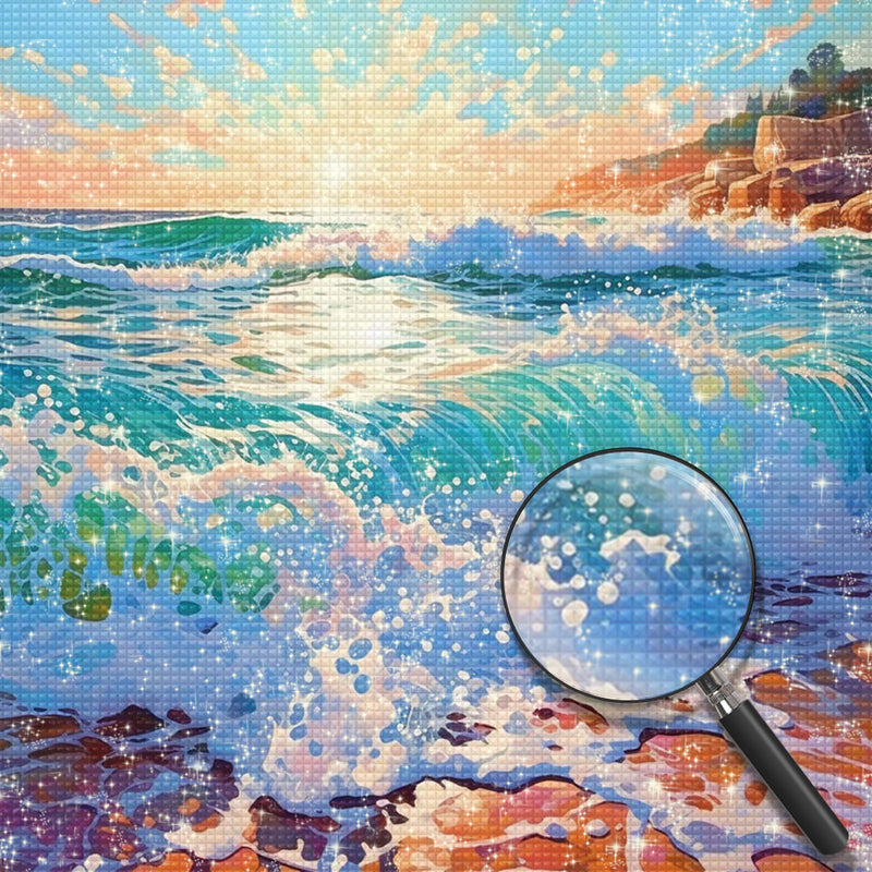 Rasende grüne Wellen Diamond Painting