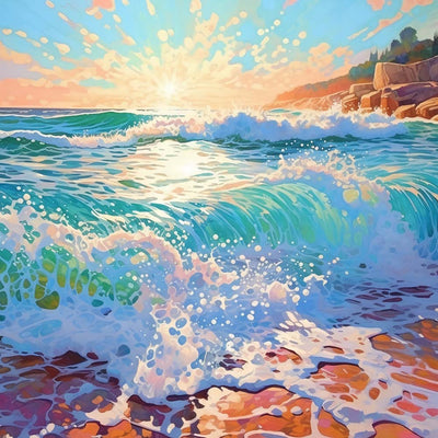 Rasende grüne Wellen Diamond Painting