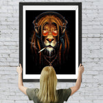 Rauchender und Musik hörender Löwe Diamond Painting