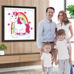Regenbogen, Einhorn und rote Herzen Diamond Painting