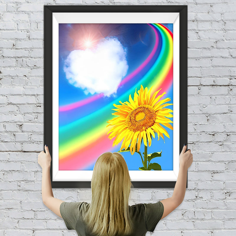 Regenbogen, Herz und Sonnenblume Diamond Painting